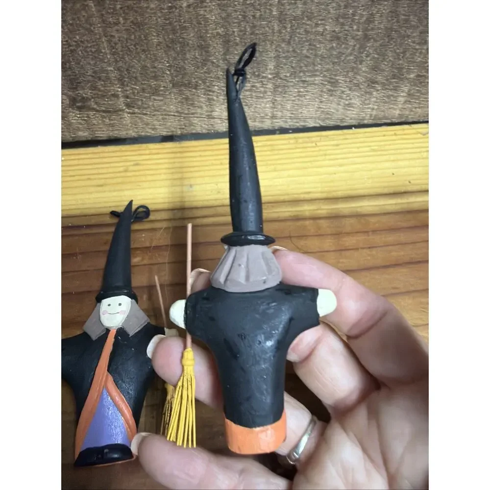 Midwest Canyon Falls folk art witch broom Halloween ornaments Set Of 3